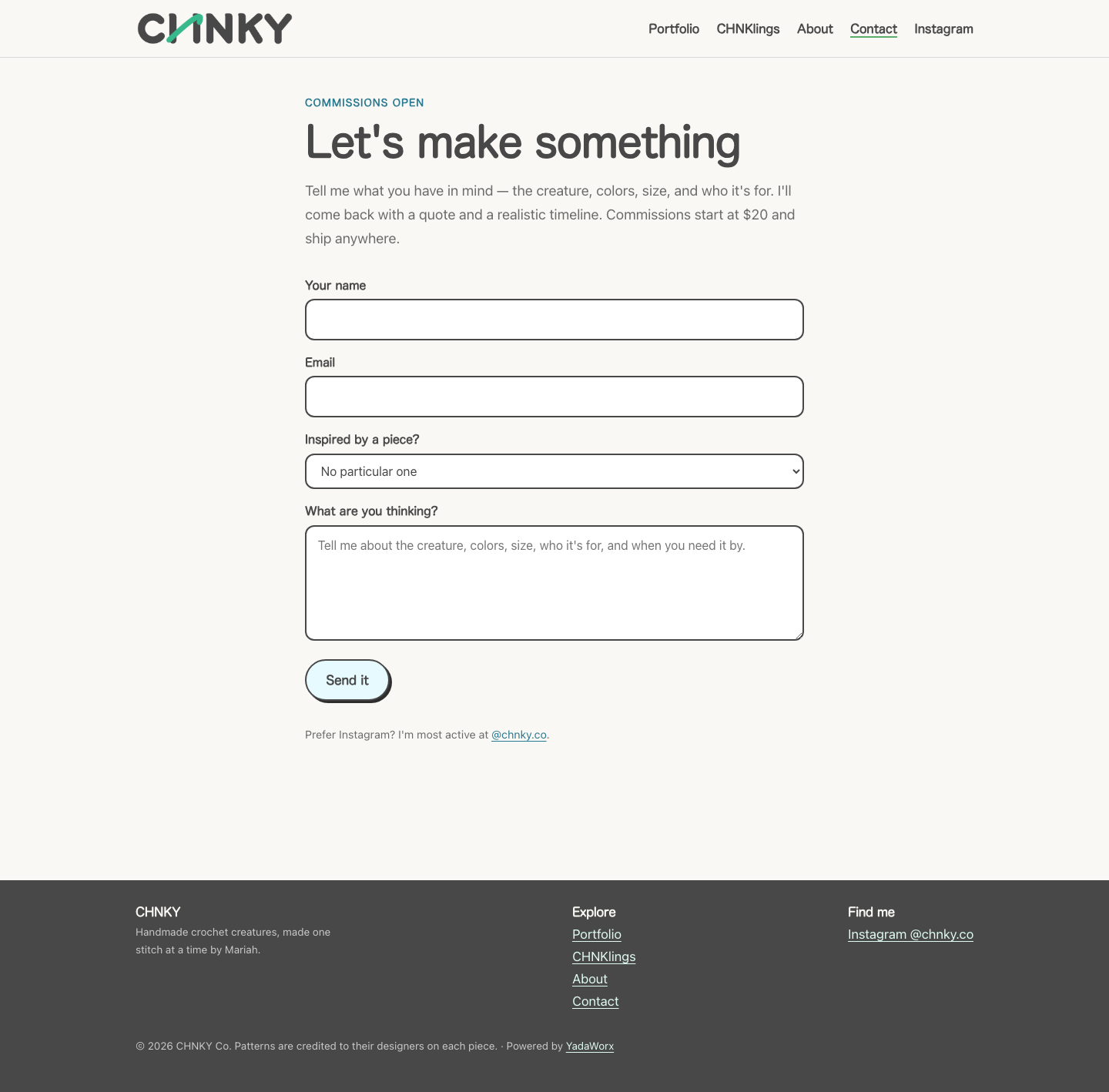 CHNKY commission inquiry form