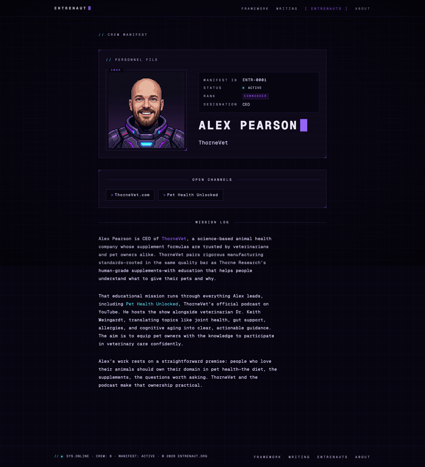 Crew profile page for Alex Pearson