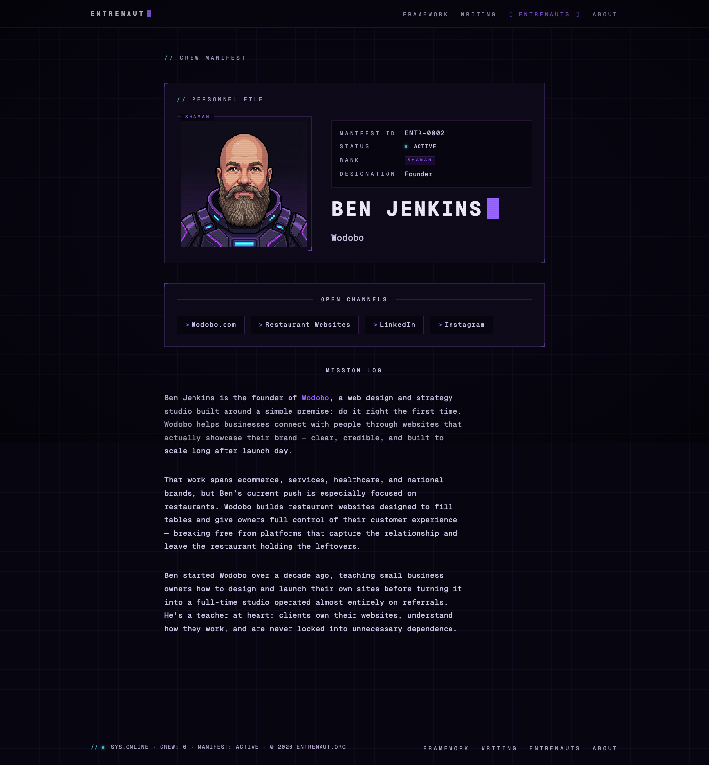 Crew profile page for Ben Jenkins