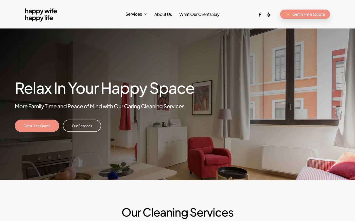 Happy Wife Happy Life Cleaning homepage