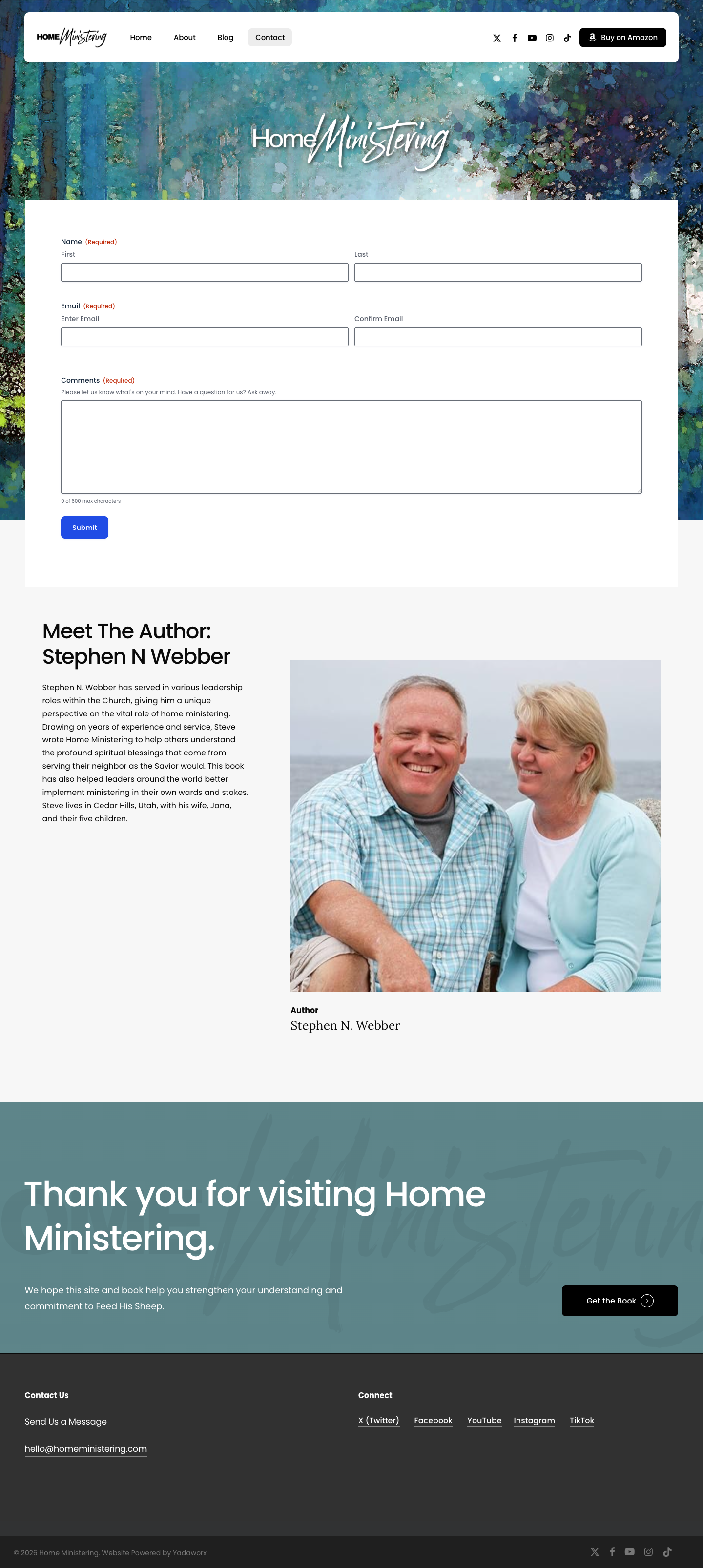 Home Ministering contact page