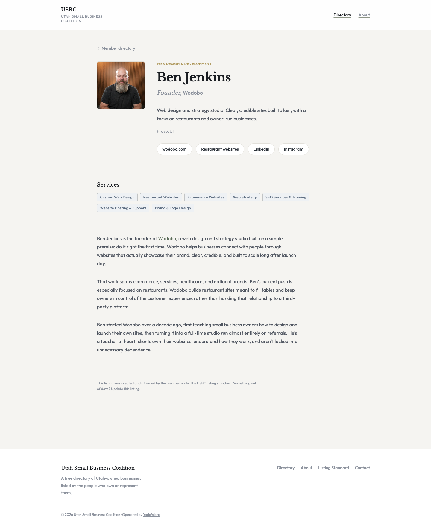 USBC member profile for Ben Jenkins / Wodobo