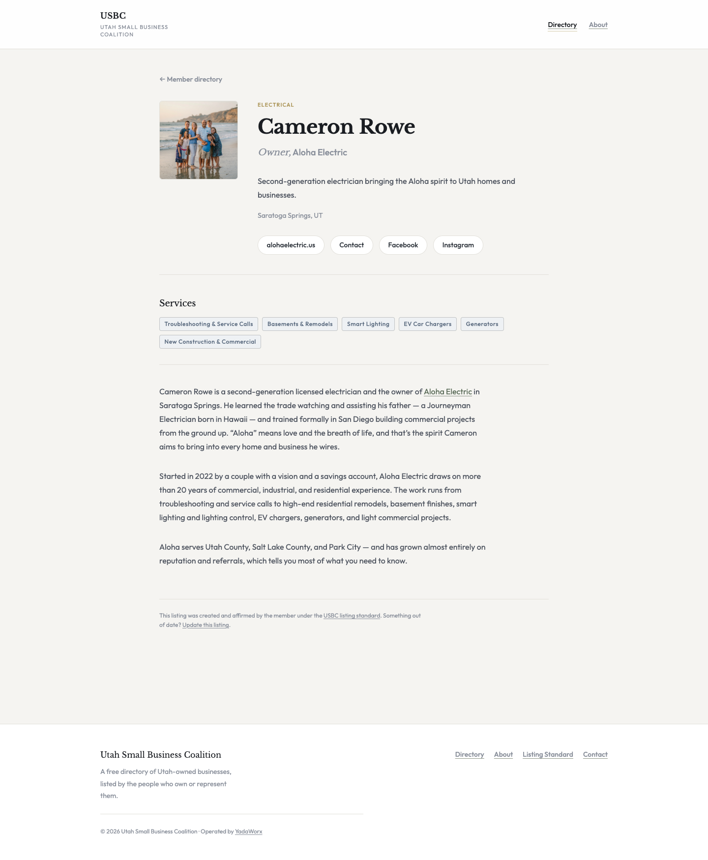 USBC member profile for Cameron Rowe