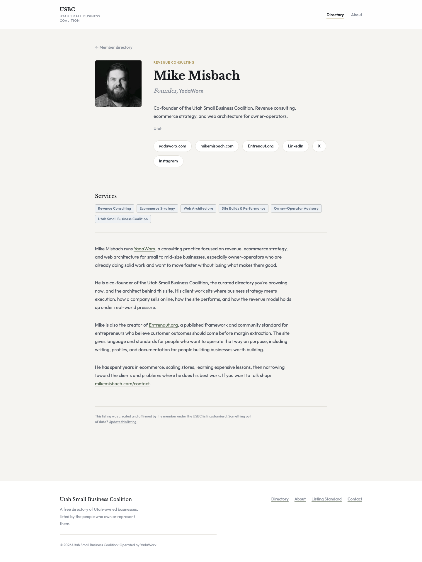 USBC member profile for Mike Misbach / YadaWorx